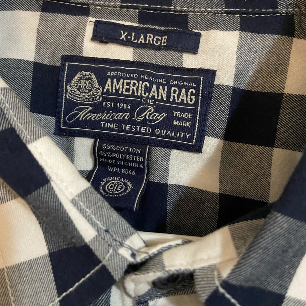 Men’s XL Blue & White Button Up- American Rag